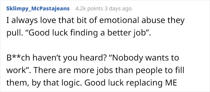 Management Tells Off This Employee For Using Their Days Off Not For Work, They Quit On The Spot Management Tells Off This Employee For Using Their Days Off Not For Work, They Quit On The Spot