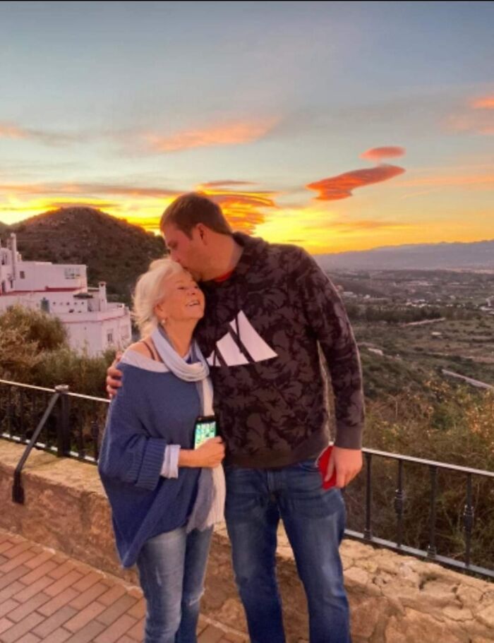 My Partner And His Mum Sharing A Beautiful Sunset Moment In Spain At Christmas