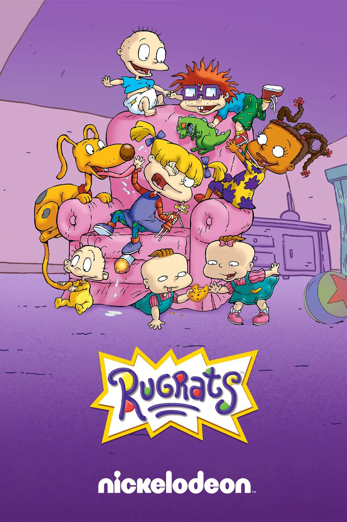 Poster for Rugrats featuring characters Chuckie, Angelica, Tommy