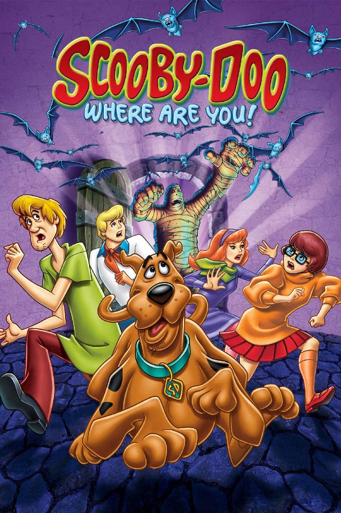 Poster for Scooby-Doo, Where Are You! featuring characters Scooby Shaggy Velma