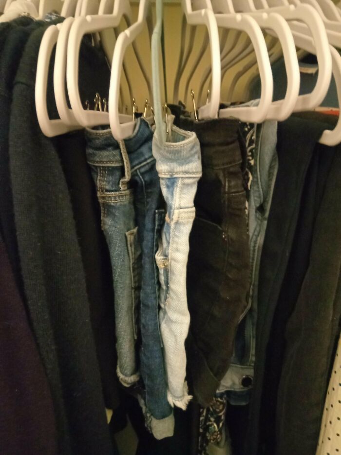 Used Binder Clips On Hangers For My Shorts And Skirts Instead Of Going To Buy New Hangers With Clips