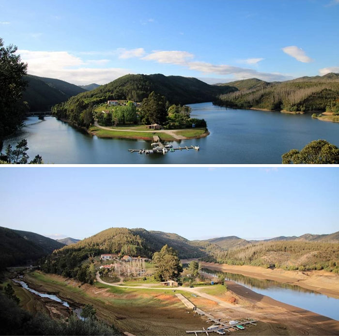 The Lack Of Rain In Portugal Is Concerning Both Society And National Authorities. Here's An Example: Alge's River Mouth - April 2021 vs. January 2022
