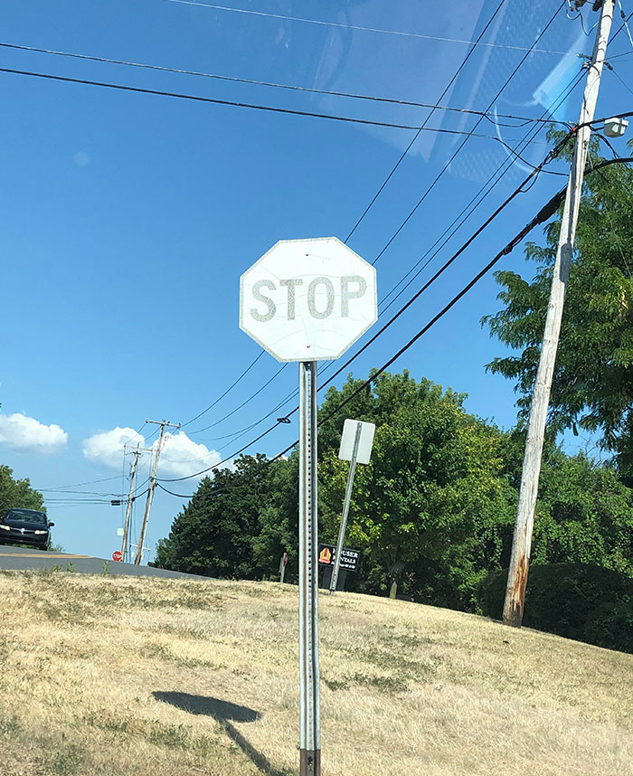 Stop Sign Turned White During A Heat Wave