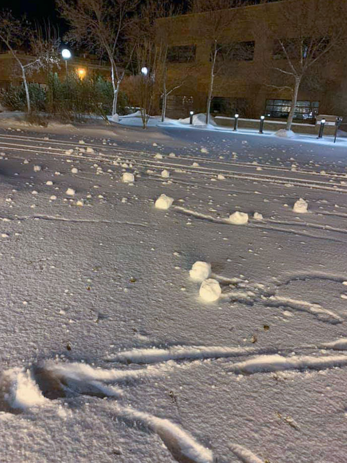 The Conditions In My City Were Just Perfect Enough Last Night For The Wind To Make Snowballs