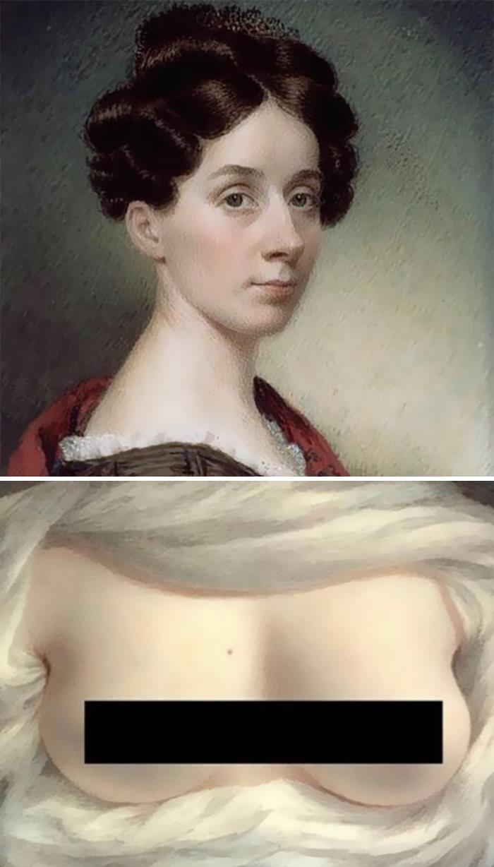 En 1828 Sarah Goodridge pintó un retrato de sus propios pechos y se lo envió al abogado y político Daniel Webster, que había enviudado recientemente