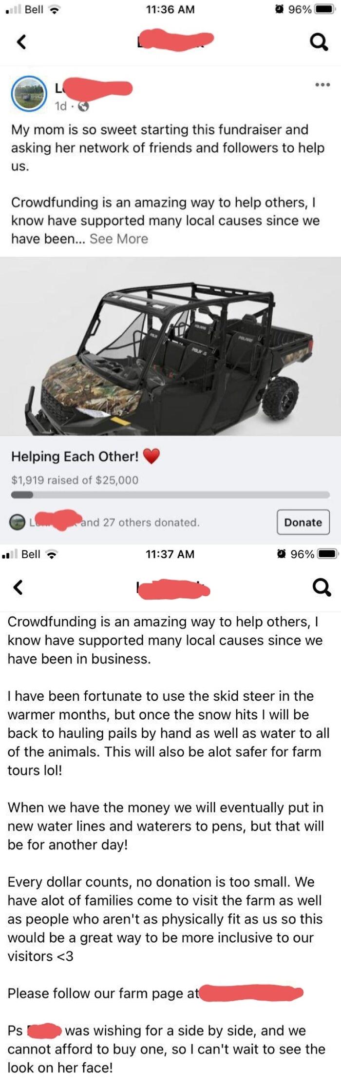 Cb Farmer Starts Gofundme To Get A 25k Quad. Uses Kid To Encourage Donations