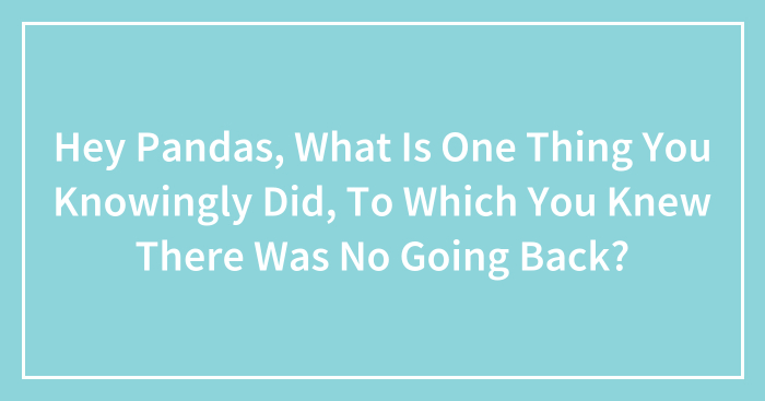 Hey Pandas, What Is One Thing You Knowingly Did, To Which You Knew There Was No Going Back? (Closed)
