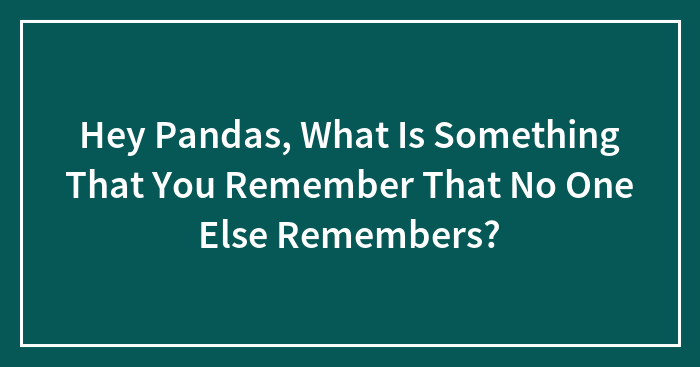 Hey Pandas, What Is Something That You Remember That No One Else Remembers? (Closed)