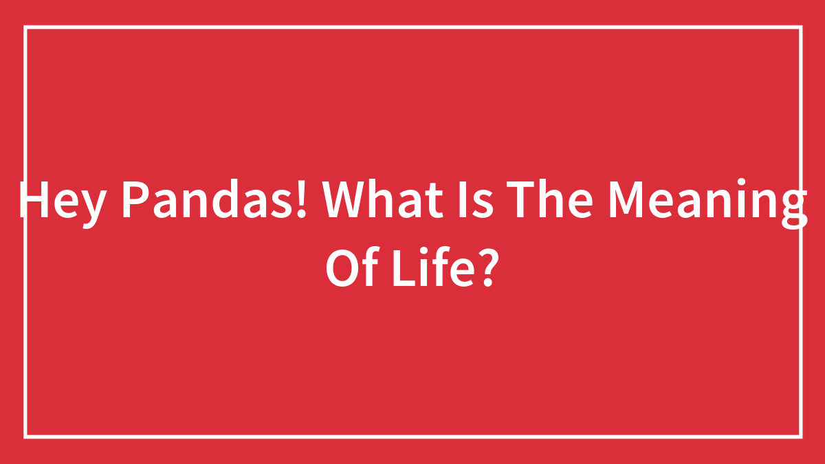 Hey Pandas! What Is The Meaning Of Life?