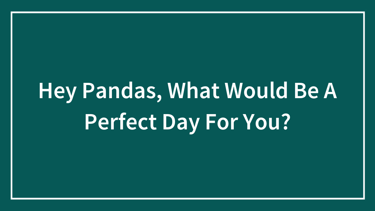 Hey Pandas, What Would Be A Perfect Day For You? (Closed)