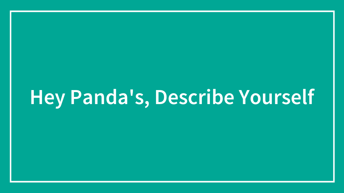 Hey Panda’s, Describe Yourself