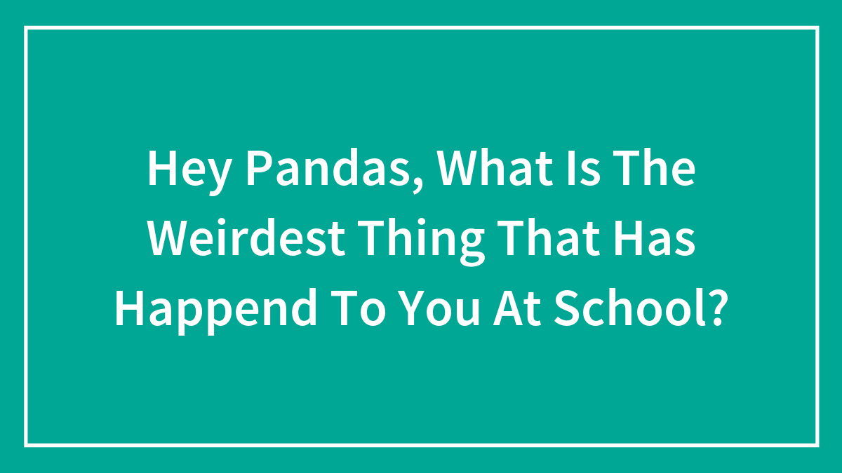 Hey Pandas, What Is The Weirdest Thing That Has Happend To You At School?