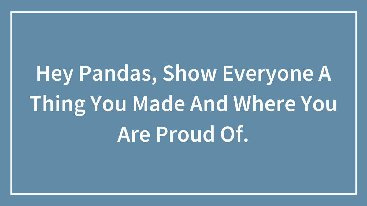 Hey Pandas, Show Everyone A Thing You Made And Where You Are Proud Of.