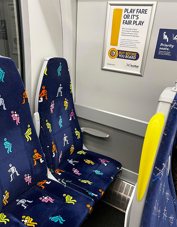 These Priority Seats On A Train Come With Designs Showing Examples Of Who Might Need Them