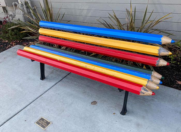 Bench In Front Of A Public Building, Corte Madera, California