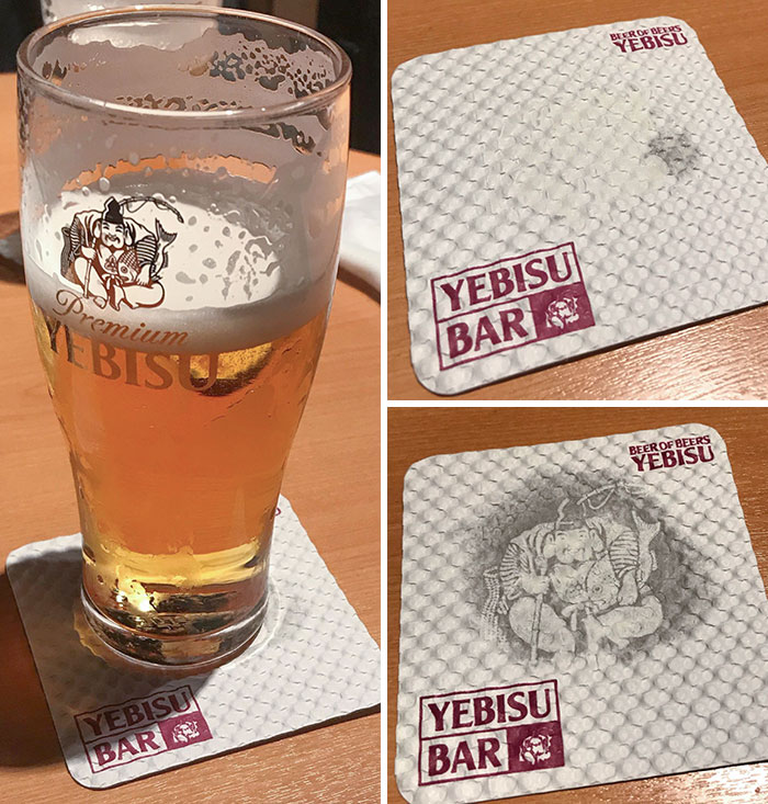 My Beer Mat Revealed A Hidden Image After It Collected Enough Condensation