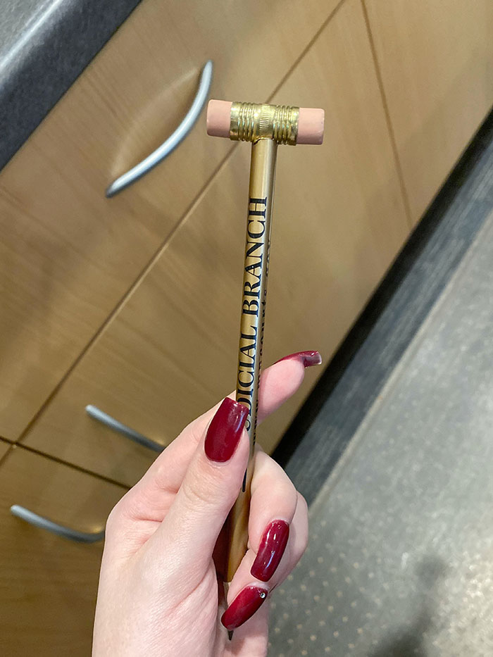 This Minnesota Judicial Branch Pencil With An Eraser Shaped Like A Gavel