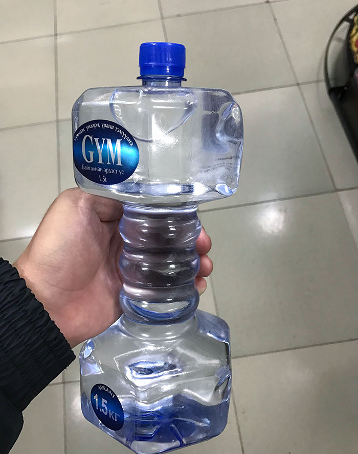 Bottled Water Shaped Like A Dumbbell