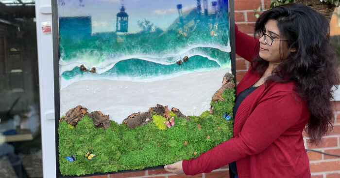 I Made These Beach-And-Lake-Inspired Wall Art Pieces With Preserved Moss