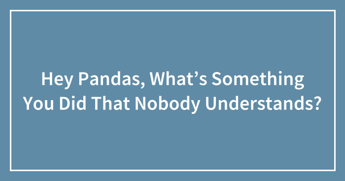 Hey Pandas, What’s Something You Did That Nobody Understands?