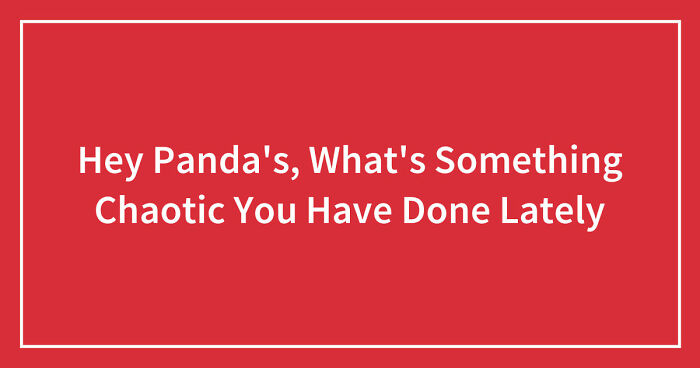 Hey Pandas, What’s Something Chaotic You Have Done Lately? (Closed)