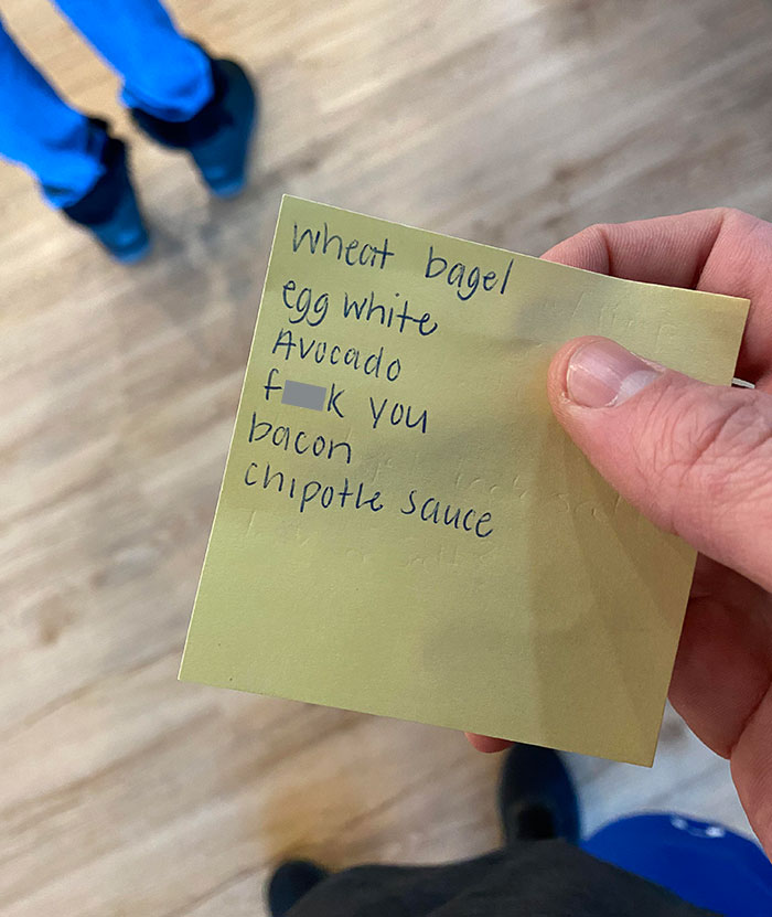 Wife Gave Me A Note For Her Breakfast Bagel Order