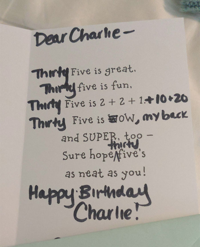 Wife Modified A 5-Year-Old Birthday Card For My Brother's 35th