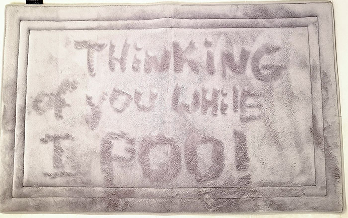 Left A Message For My Husband On The New Bathroom Mat