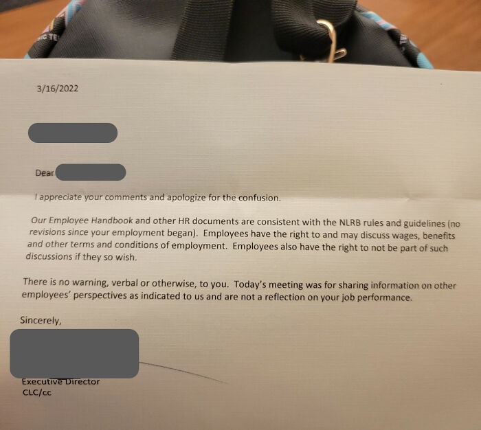 Management Bites Their Tongue When They Realize Employee Knows It's Illegal To Have A Policy Against Discussing Wages Management Bites Their Tongue When They Realize Employee Knows It's Illegal To Have A Policy Against Discussing Wages