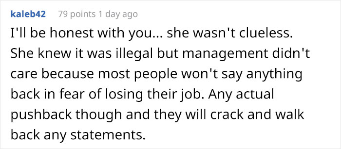 Management Bites Their Tongue When They Realize Employee Knows It's Illegal To Have A Policy Against Discussing Wages