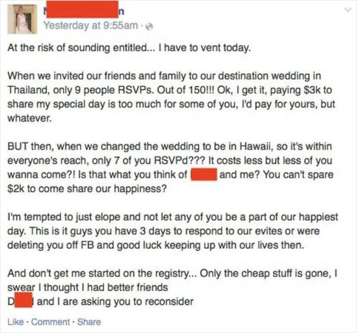 Entitled Lady Ranting About Her Wedding