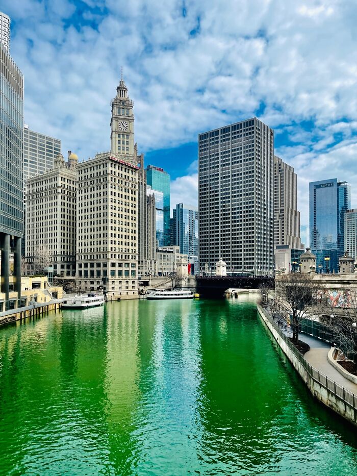 St Patrick’s Day Chicago River! Spring! (Normally Is A More Dull Shade Of Brown…)