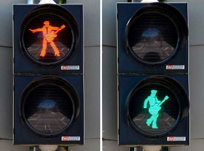 Crosswalk Signals In Friedberg, Germany, The Town Where Elvis Presley Served In The US Army
