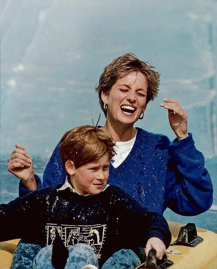Princess Diana And Prince Harry Take The Water Slides In | Thorpe, 1992