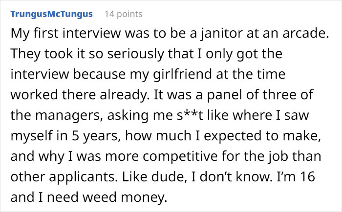 14 Times People Were Shocked By How Ridiculously Formal Minimum Wage Job Interviews Were, And Opposite Stories 14 Times People Were Shocked By How Ridiculously Formal Minimum Wage Job Interviews Were, And Opposite Stories