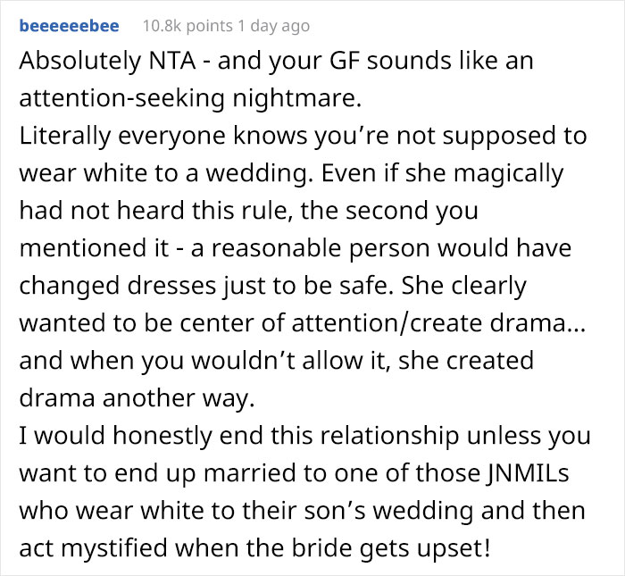 Guy Wonders If He Was Too Harsh After Demanding His Girlfriend Change Her Dress For A Colleague's Wedding Guy Wonders If He Was Too Harsh After Demanding His Girlfriend Change Her Dress For A Colleague's Wedding
