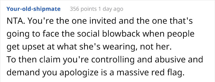 Guy Wonders If He Was Too Harsh After Demanding His Girlfriend Change Her Dress For A Colleague's Wedding Guy Wonders If He Was Too Harsh After Demanding His Girlfriend Change Her Dress For A Colleague's Wedding