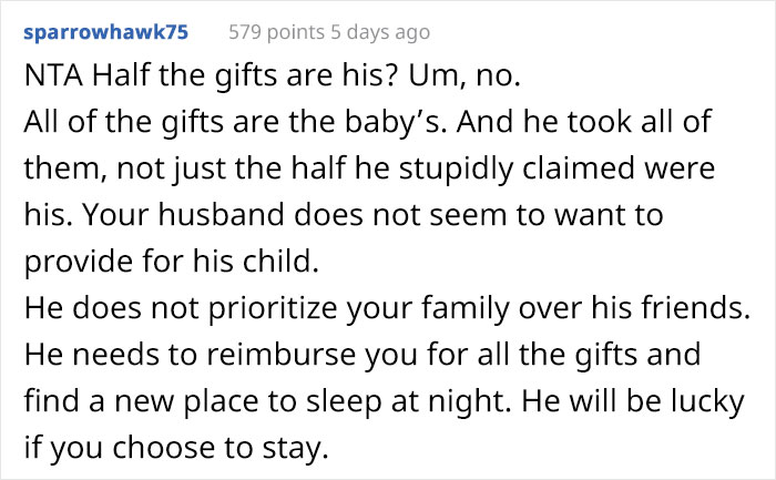 "Am I The [Jerk] For Telling Everyone That My Husband Sold All My Baby Shower Gifts?"