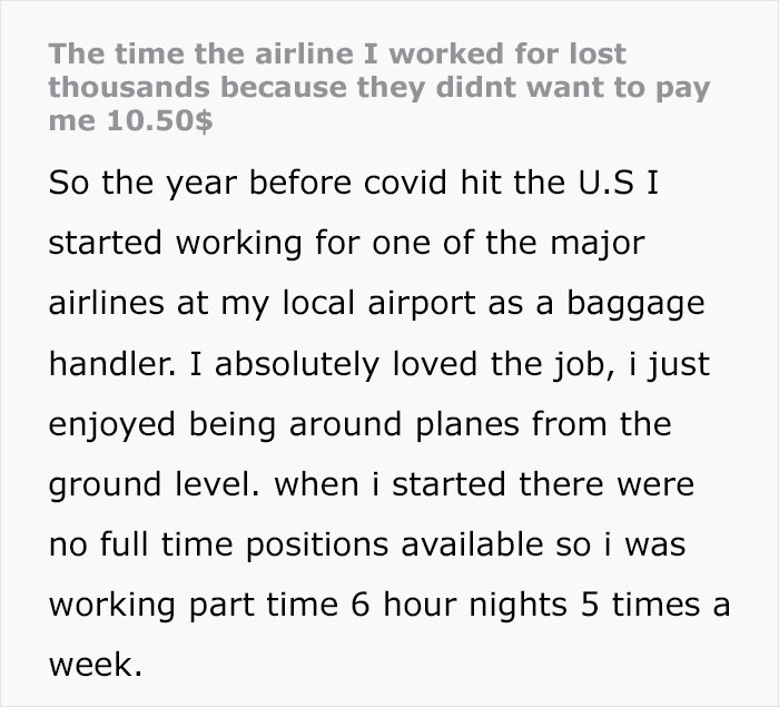 Baggage Handler Refuses To Do The Extra Job He's Not Getting Paid For, Management Ends Up Losing Thousands By Saving $10.50