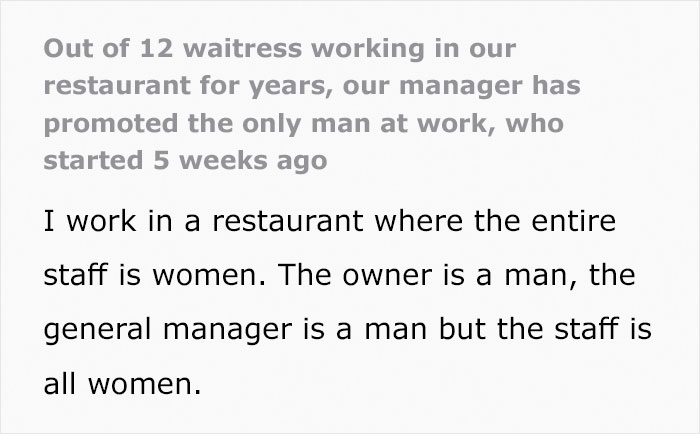 12 Waitresses Decide Not To Show Up For Work After Boss Promotes "Son Of A Friend" Without Any Experience Over Them 12 Waitresses Decide Not To Show Up For Work After Boss Promotes "Son Of A Friend" Without Any Experience Over Them