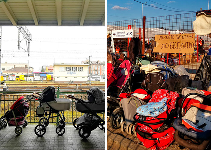 Polish Parents Leave Baby Strollers For Arriving Ukrainian Refugees As An Act Of Solidarity