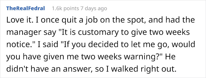 Woman Quits Her Job After Being Constantly Reminded She Can Be Fired Any Moment, Leaves Boss In "Fumes" Woman Quits Her Job After Being Constantly Reminded She Can Be Fired Any Moment, Leaves Boss In "Fumes"