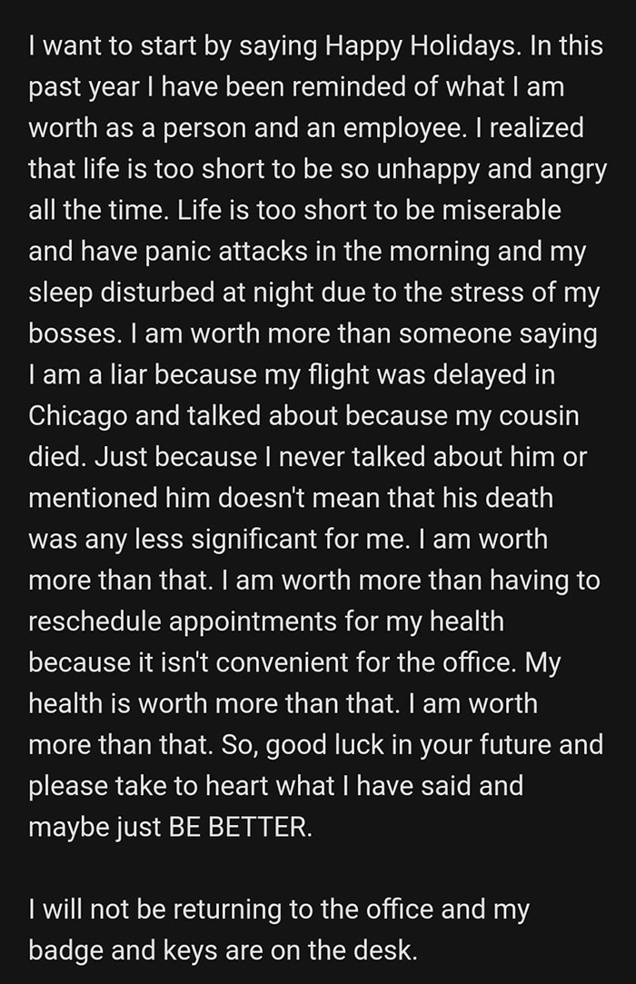 14 Screenshots Of People’s ‘I Quit’ Texts Because ‘Screw That, I Deserve Better’ 14 Screenshots Of People’s ‘I Quit’ Texts Because ‘Screw That, I Deserve Better’