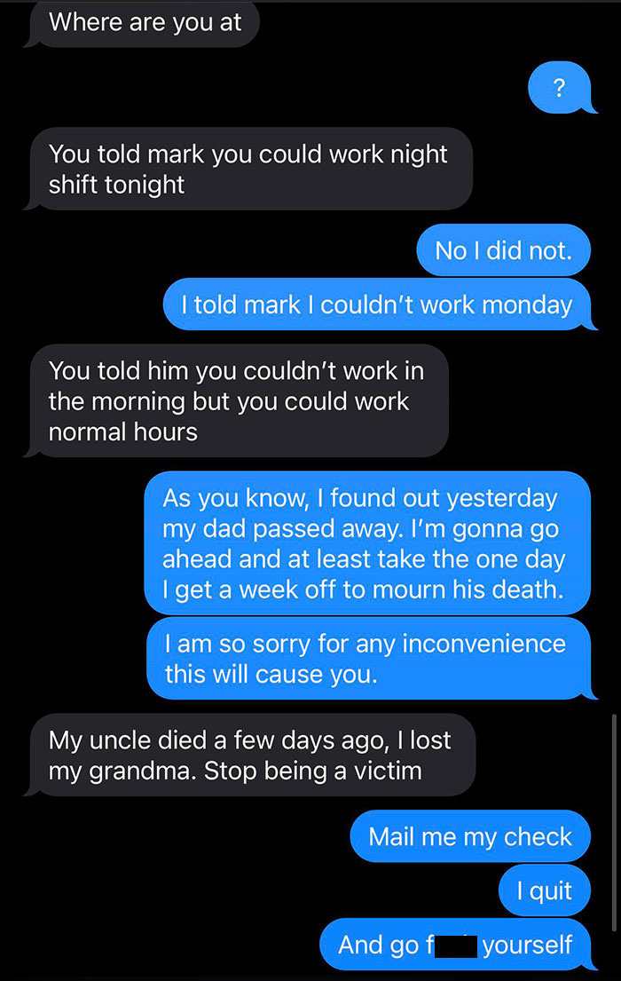14 Screenshots Of People’s ‘I Quit’ Texts Because ‘Screw That, I Deserve Better’ 14 Screenshots Of People’s ‘I Quit’ Texts Because ‘Screw That, I Deserve Better’