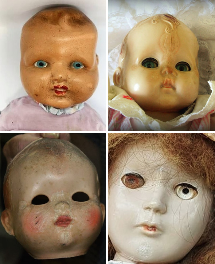 Hard Plastic Dolls From The 1940s And 50s, Who Are All Suffering From Sad Doll Disease. This Is A Real Thing And It Is Actually Infectious