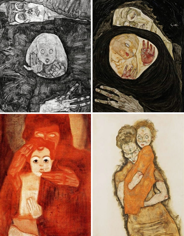 In Egon Schiele's 'Dead Mother' Series (1908-14) The Artist Paints Himself As A Terrified Baby Being Smothered By A Decaying Corpse Or Demonic Mother