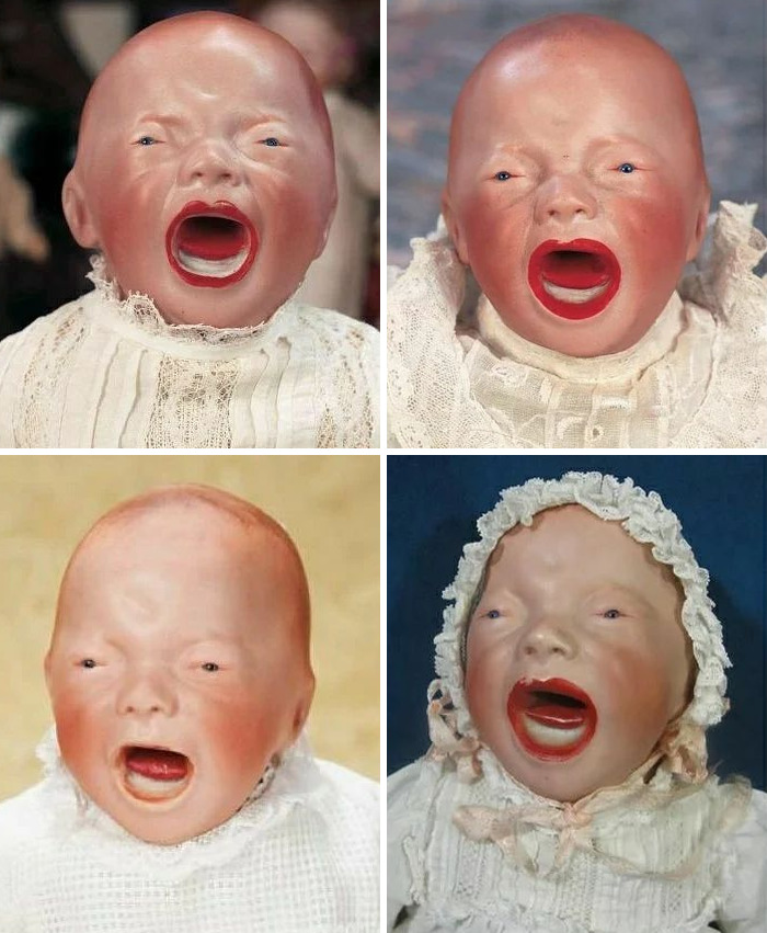 Screaming Baby Dolls Made From Bisque Porcelain By German Dollmaker Kestner Around 1920