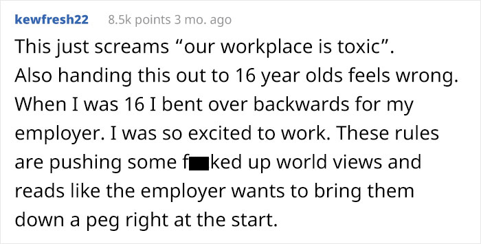 16-Year-Old Gets A List Of Rules From Her Boss On The First Day At Her Retail Job And Her Dad Is Outraged By It