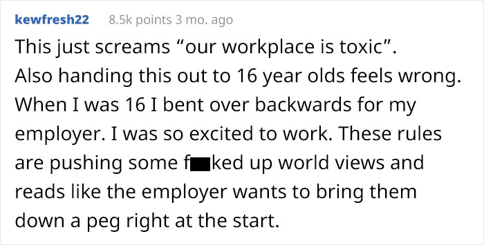 16-Year-Old Gets A List Of Rules From Her Boss On The First Day At Her Retail Job And Her Dad Is Outraged By It 16-Year-Old Gets A List Of Rules From Her Boss On The First Day At Her Retail Job And Her Dad Is Outraged By It
