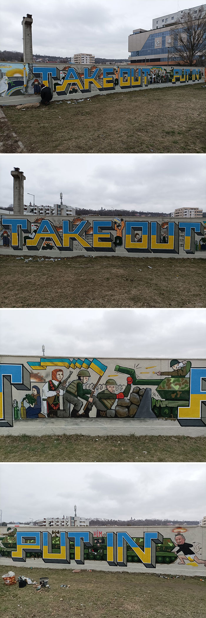 Graffiteros locales de Iasi, Rumanía, representa la sorprendente resistencia ucraniana en un muro